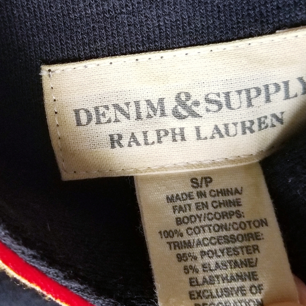Denim & Supply Ralph Lauren Navy Military Jacket Red Velvet Gold Buttons - Picture 3 of 10